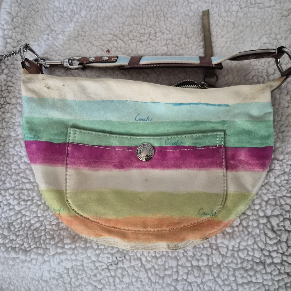 Coach Hampton Watercolor Stripe Hobo Bag
